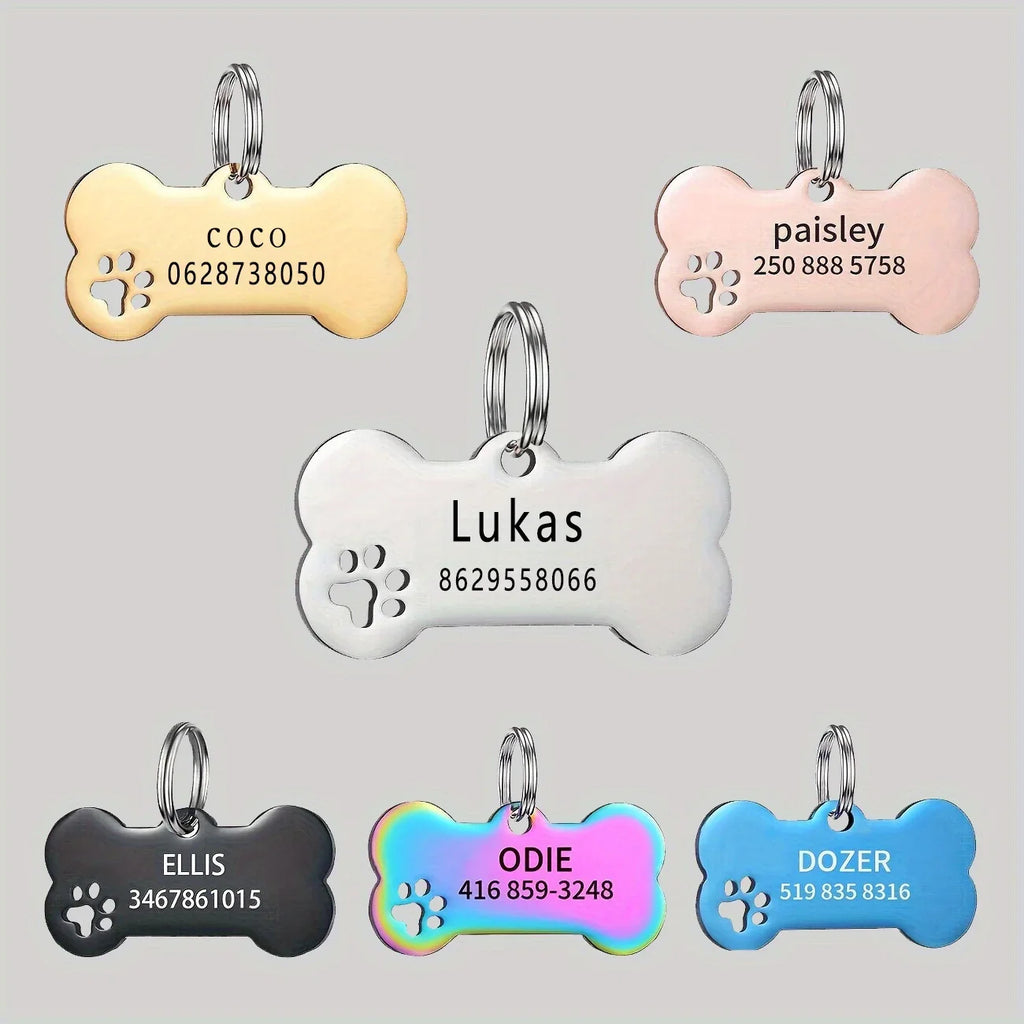 Personalized Engraved Dog Tag Bone-Shaped Pet Identification Accessory
